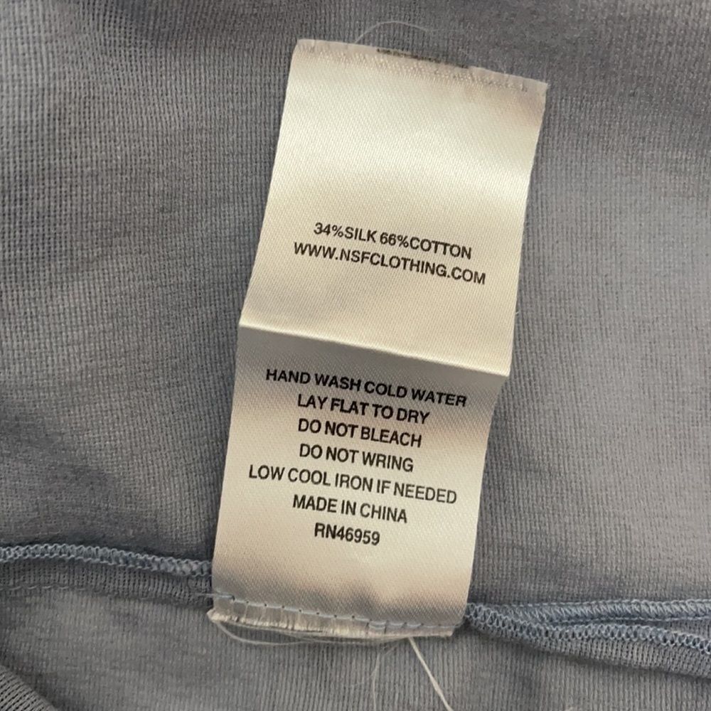 NSF Slate Gray Mandarin Collar Button Down Blouse XS - Picture 6 of 6